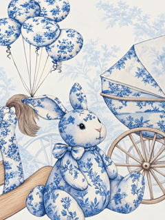 3-Piece Blue Toile de Jouy Party Backdrop Set