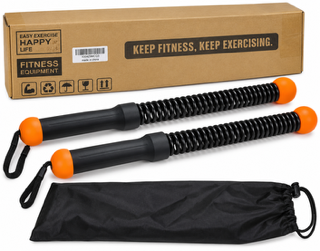 2-Piece Spring Resistance Exercise Stick Set with Carrying Bag