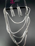 “Persuasive” Silver Rhinestone Necklace & Earrings