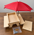 Tabletop Squirrel & Bird Picnic Table Feeder with Red Umbrella