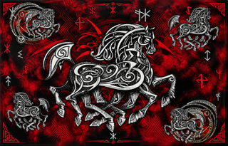 Viking Norse Horse Tapestry Wall Hanging
