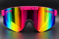 Hot Pink Splatter Rainbow Mirrored Shield Sunglasses