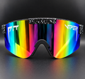 Black & White Splatter Rainbow Mirrored Shield Sunglasses