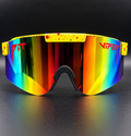 Yellow Splatter Rainbow Mirrored Shield Sunglasses