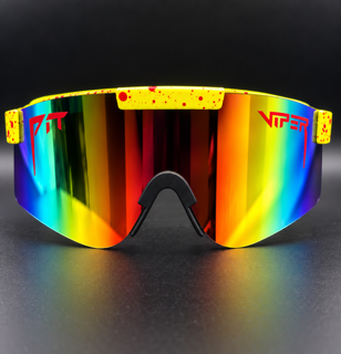 Yellow Splatter Rainbow Mirrored Shield Sunglasses