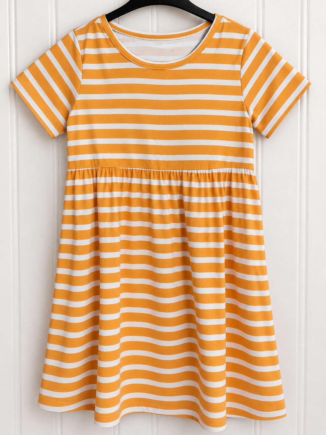 🍊 Title: Shein - Girls’ Orange & White Striped Dress – Size 7Y