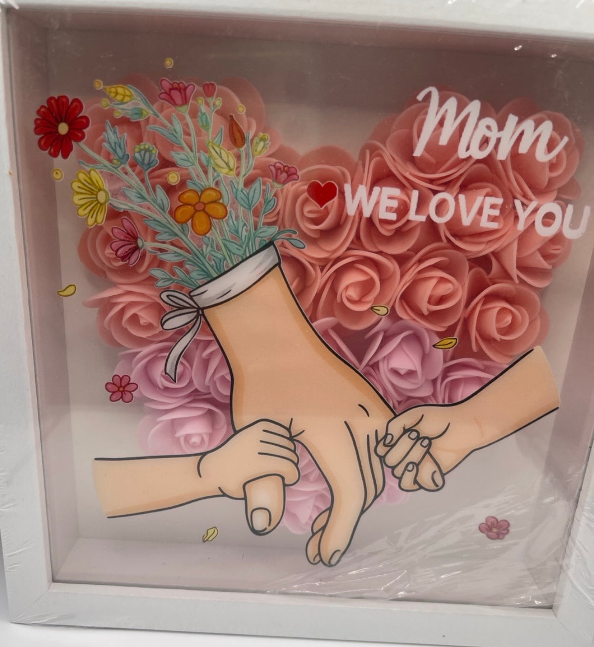 Mom We Love You Floral Shadow Box 9" X 9"