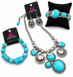 Turquoise & Silver 4-Piece Coordinated Jewelry Set