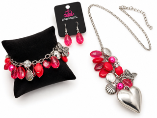 Pink & Silver-Tone 2-Piece Coordinated  Butterfly and Seashell Jewelry Set