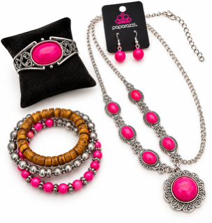 Pink & Silver 3-Piece Coordinated Jewelry Set