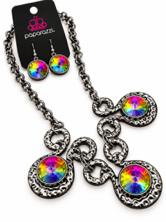 “Hypnotized” Iridescent Statement Necklace & Earrings